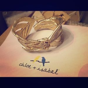 Chloe & Isabel gold feather cuff hinged bracelet